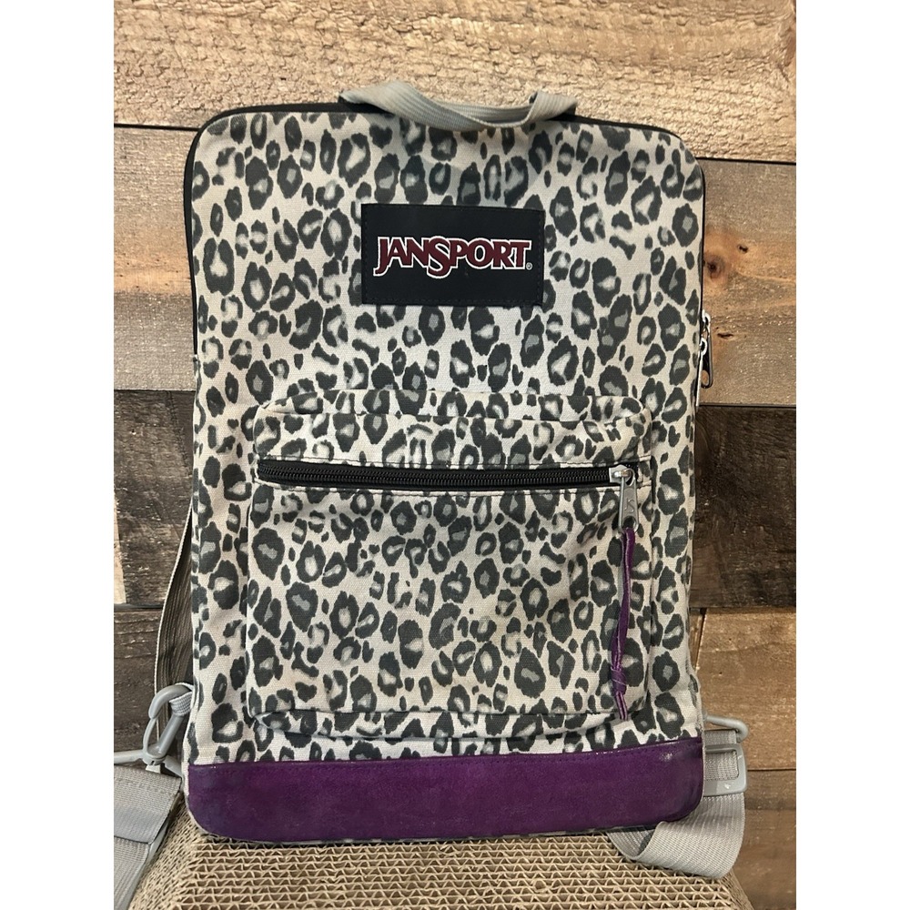 Jansport‎ Right Backpack laptop Sleeve leather bottom White Leopard
